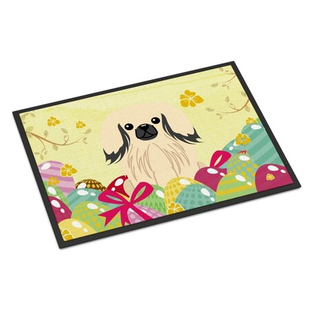 Carolines Treasures 18 x 27 in. Easter Eggs Pekingnese Cream Indoor or Outdoor Mat BB6106MAT